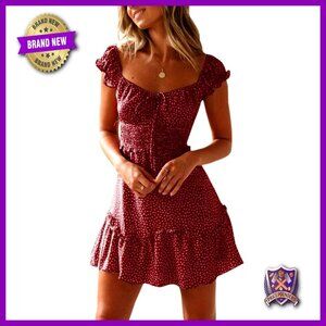Ruffle Sleeve Sweetheart Neckline Floral Print Mini Dress Boho Chic Summer